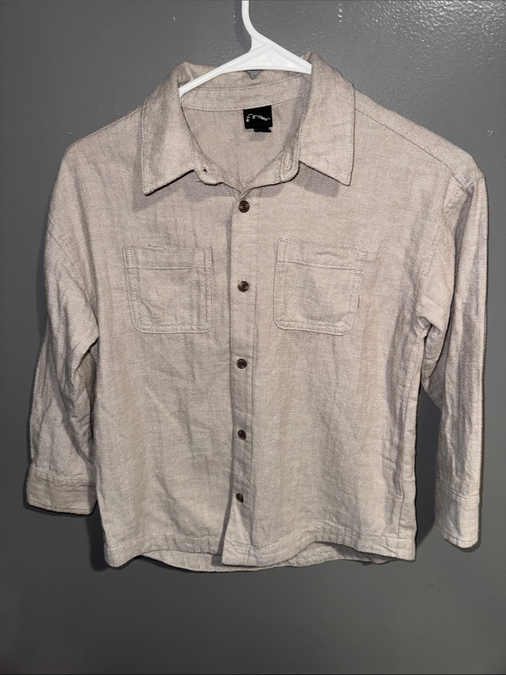 art class Light Beige Button-Down Shirt with Chest Pockets NWOT